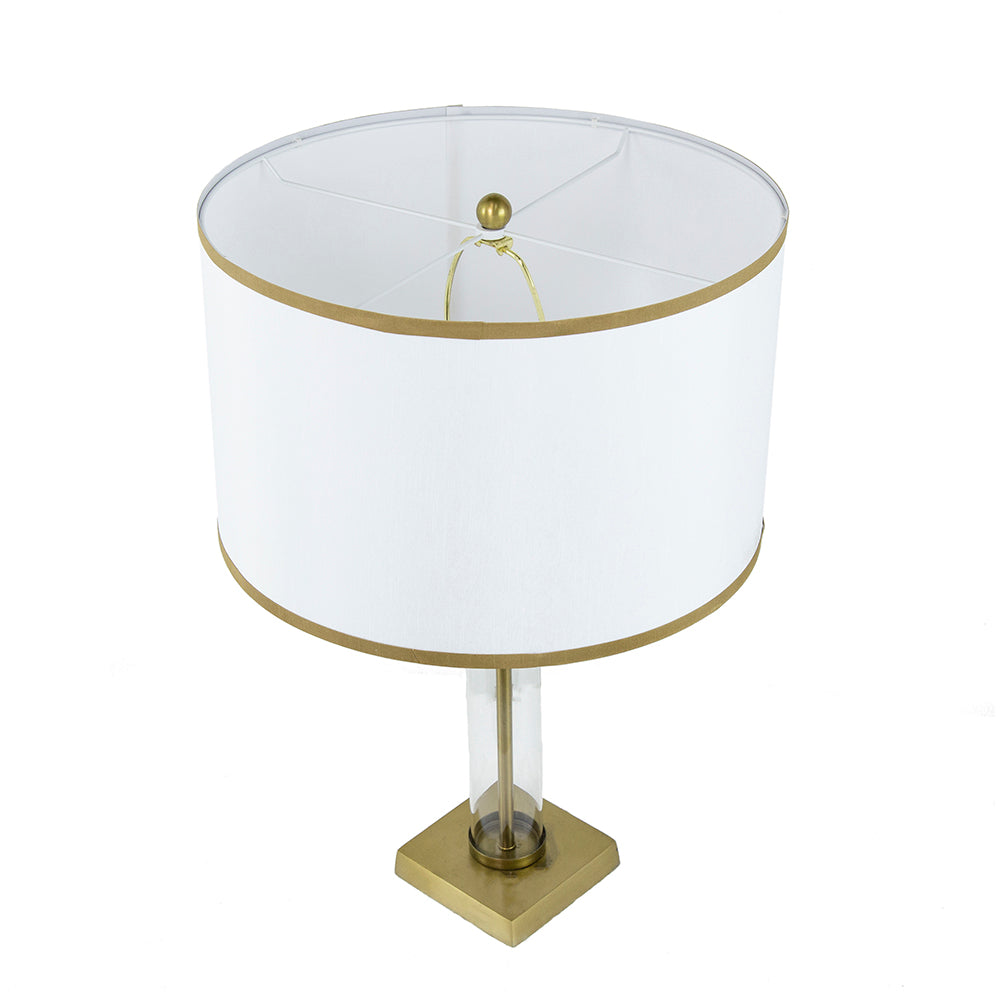 A&B Home 16" x 24" Bundle of 11 Gold and White Table Lamp with Glass Cylinder and Pedestal Base