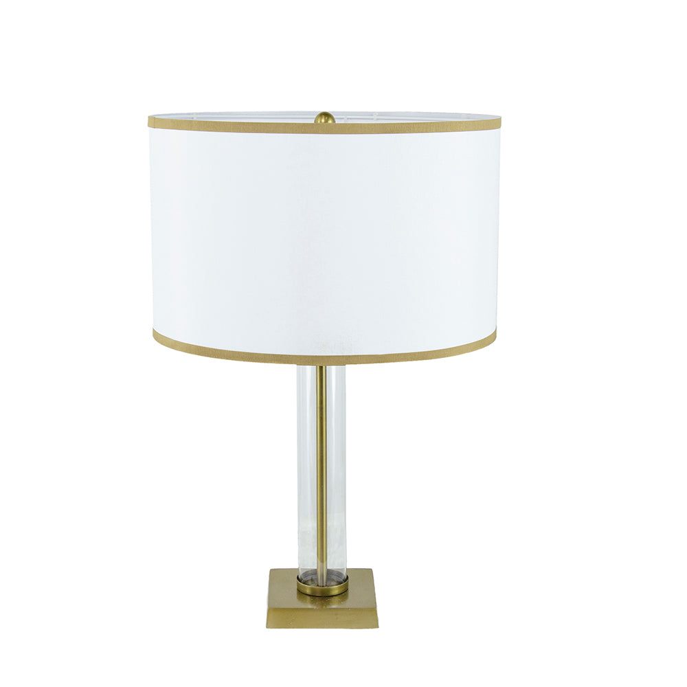A&B Home 16" x 24" Bundle of 11 Gold and White Table Lamp with Glass Cylinder and Pedestal Base