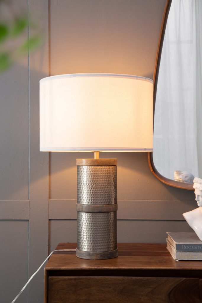 A&B Home 16" x 24" Bundle of 9 Gray and White Hammered Table Lamp