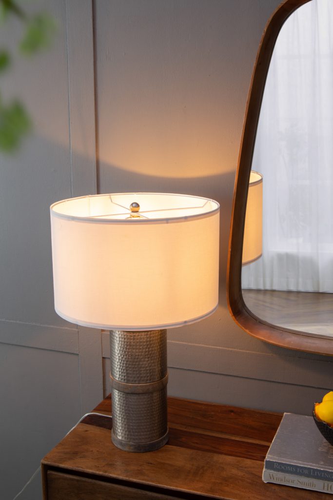 A&B Home 16" x 24" Bundle of 9 Gray and White Hammered Table Lamp