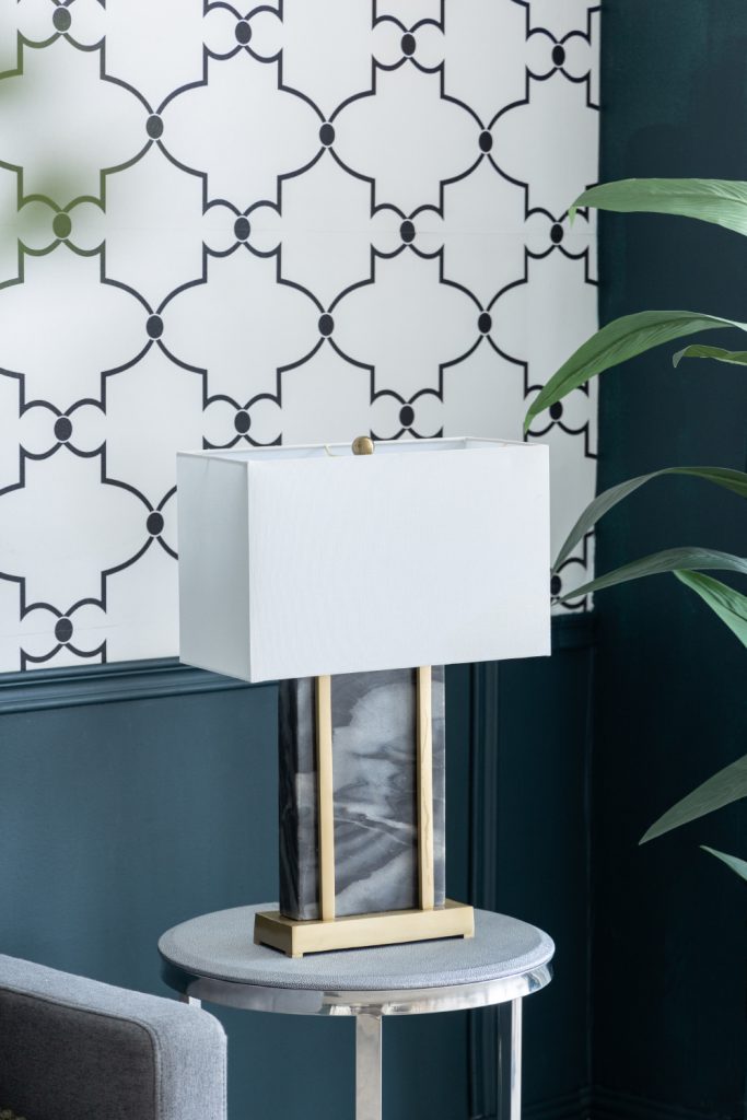 A&B Home 16" x 26" Bundle of 9 Black Marble Frame With Gold Accent and Rectangular White Shade