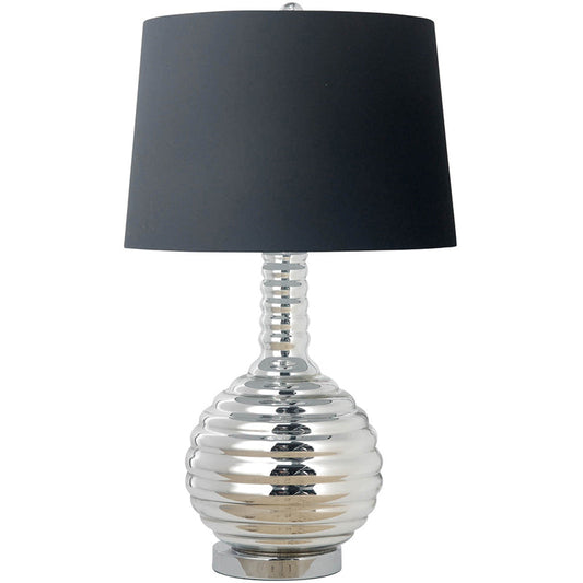 A&B Home 16" x 26" Silver Glass Lamp With Black Drum Shade