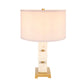A&B Home 16" x 27" Bundle of 11 White Marble Cube Table Lamp with Gold Base and Body