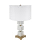A&B Home 16" x 27" Bundle of 11 White Marble Cube Table Lamp with Gold Base and Body