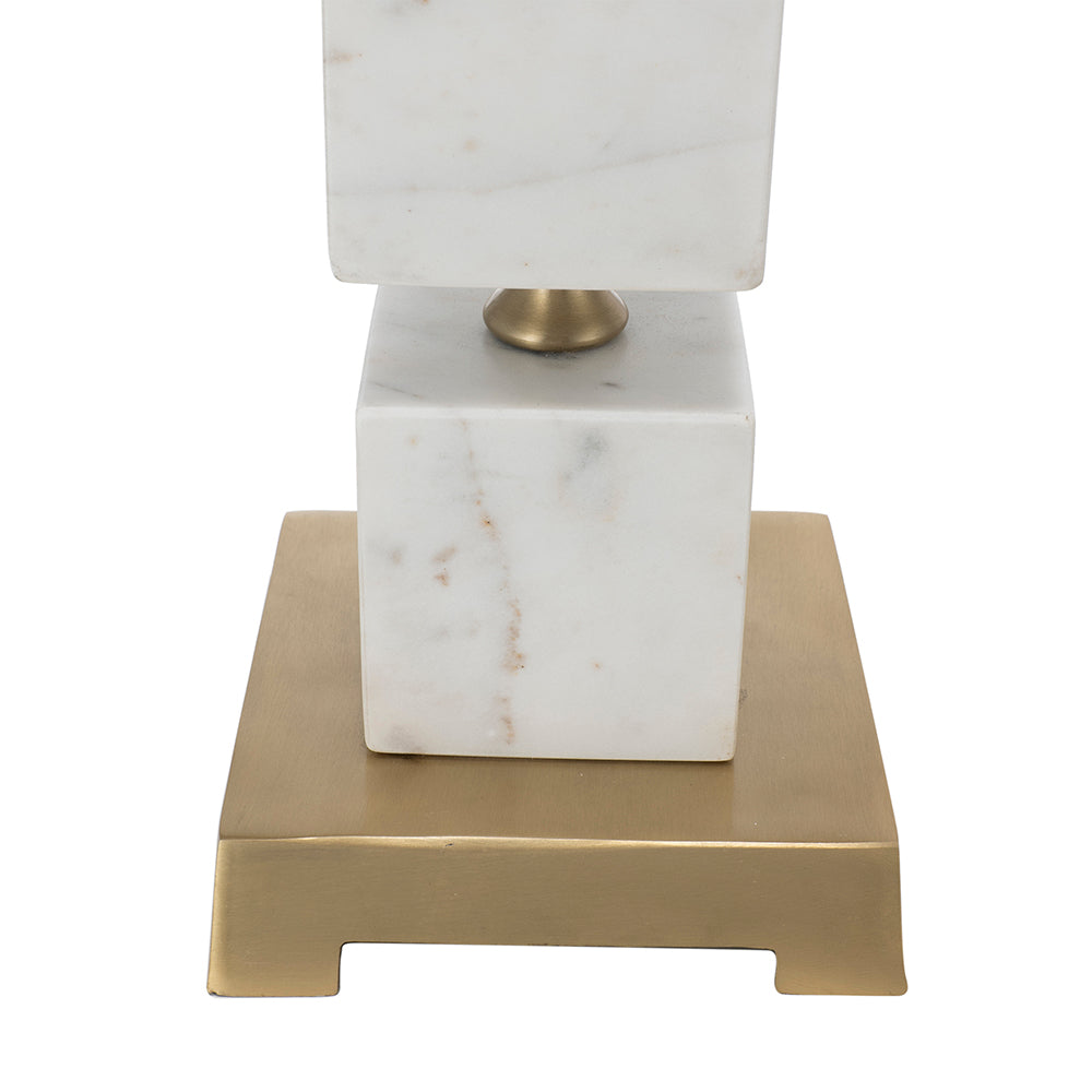 A&B Home 16" x 27" Bundle of 11 White Marble Cube Table Lamp with Gold Base and Body