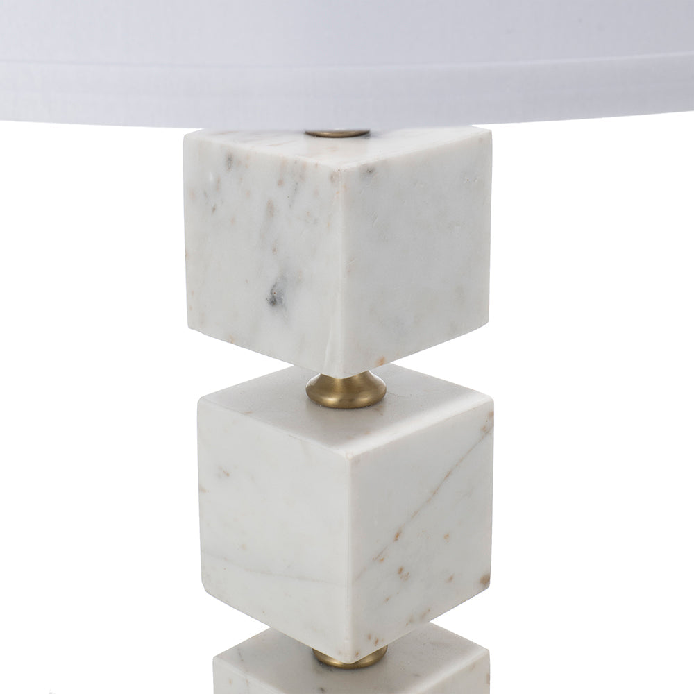 A&B Home 16" x 27" Bundle of 11 White Marble Cube Table Lamp with Gold Base and Body