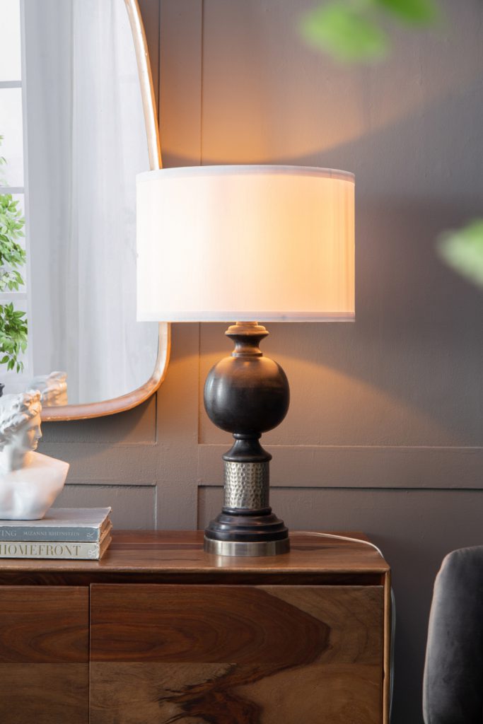 A&B Home 16" x 27" Bundle of 15 Black and Gray Table Lamp With Hammered Metal
