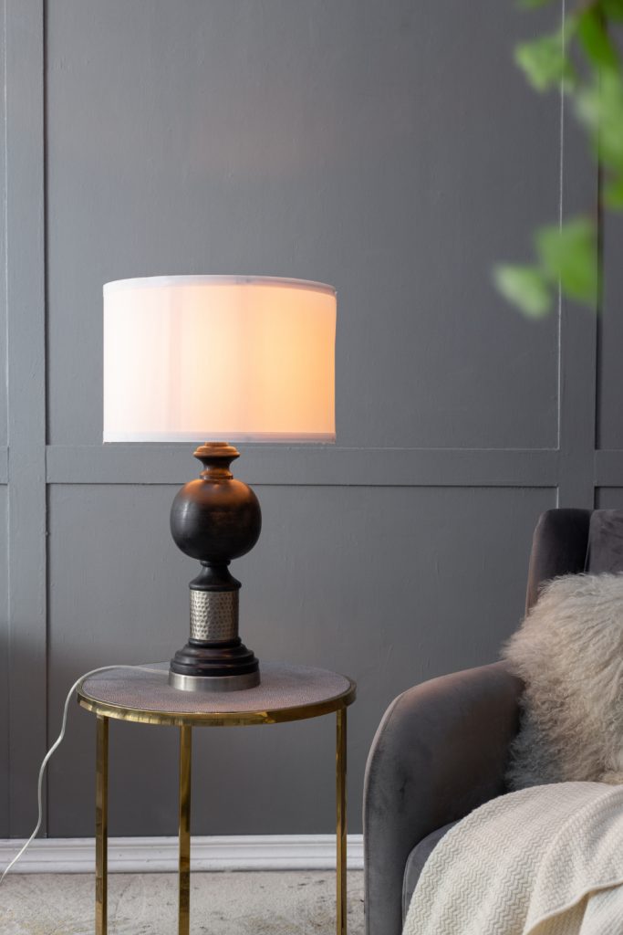 A&B Home 16" x 27" Bundle of 15 Black and Gray Table Lamp With Hammered Metal