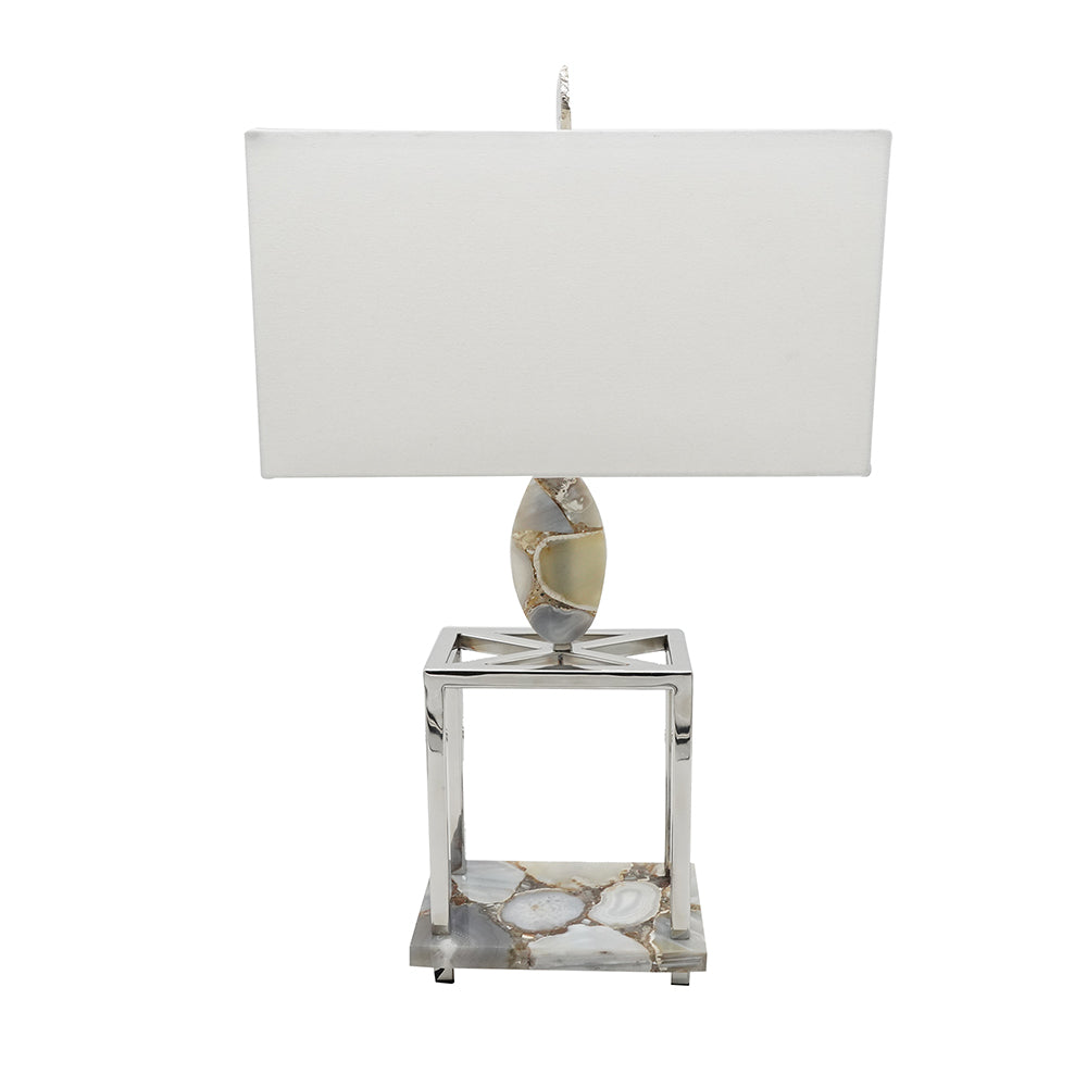A&B Home 16" x 27" Bundle of 9 Glossy Silver Frame With Agate Accent and Rectangular White Shade
