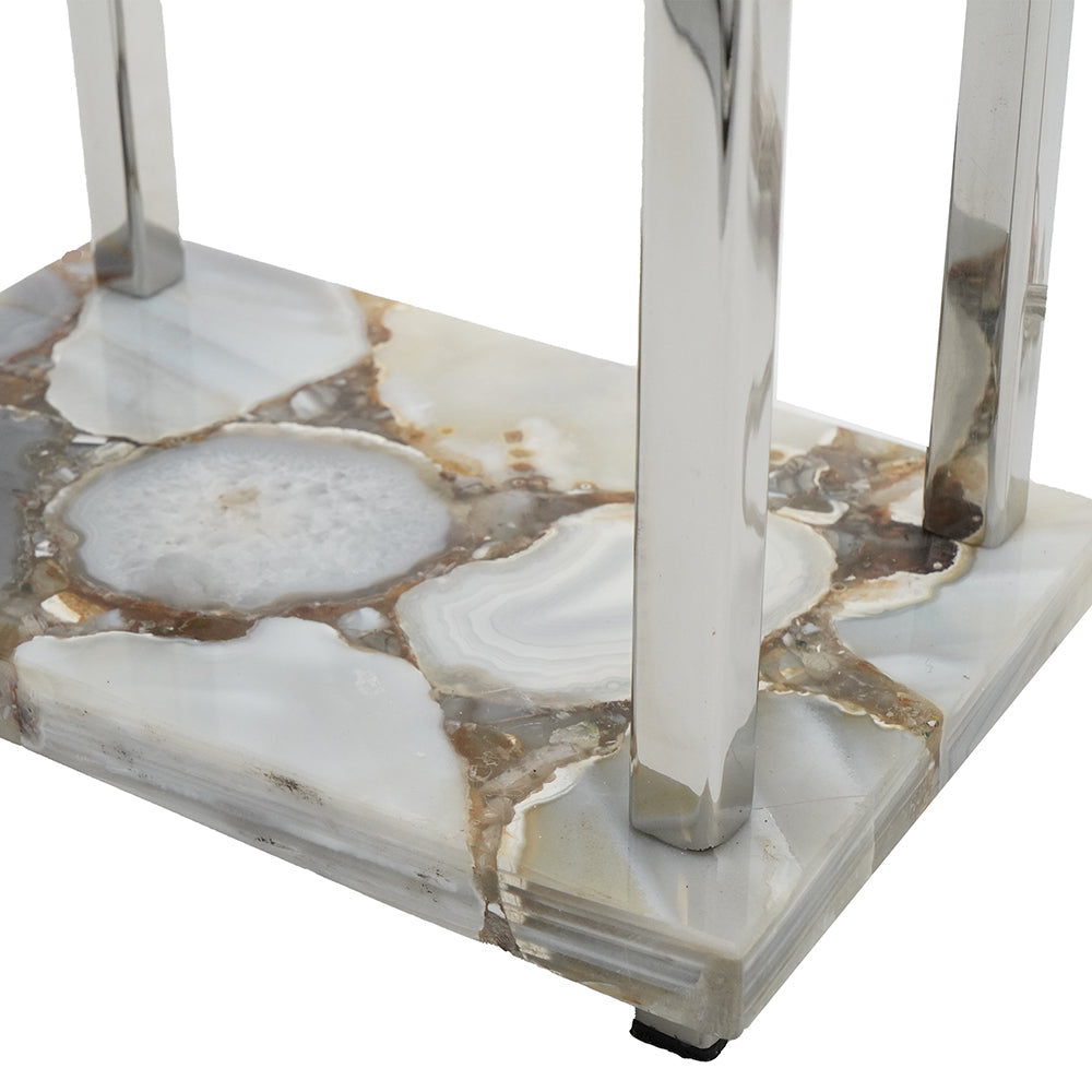 A&B Home 16" x 27" Bundle of 9 Glossy Silver Frame With Agate Accent and Rectangular White Shade