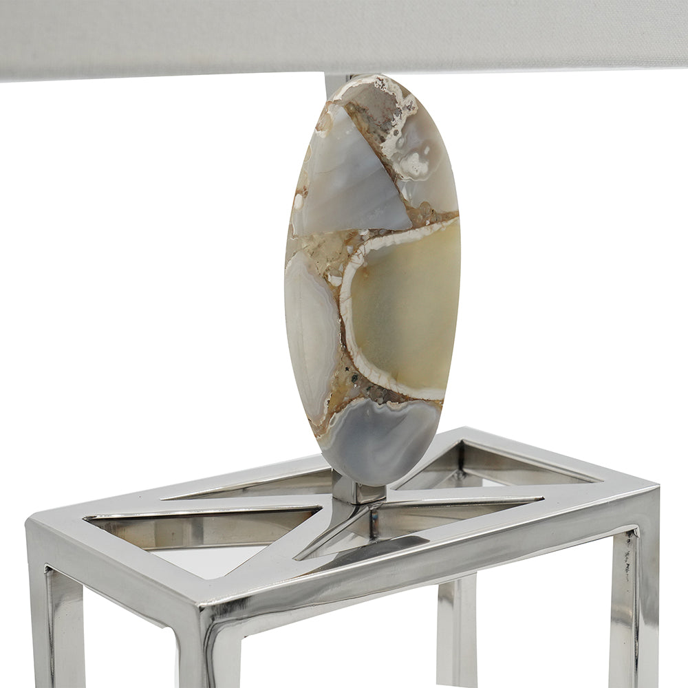 A&B Home 16" x 27" Bundle of 9 Glossy Silver Frame With Agate Accent and Rectangular White Shade