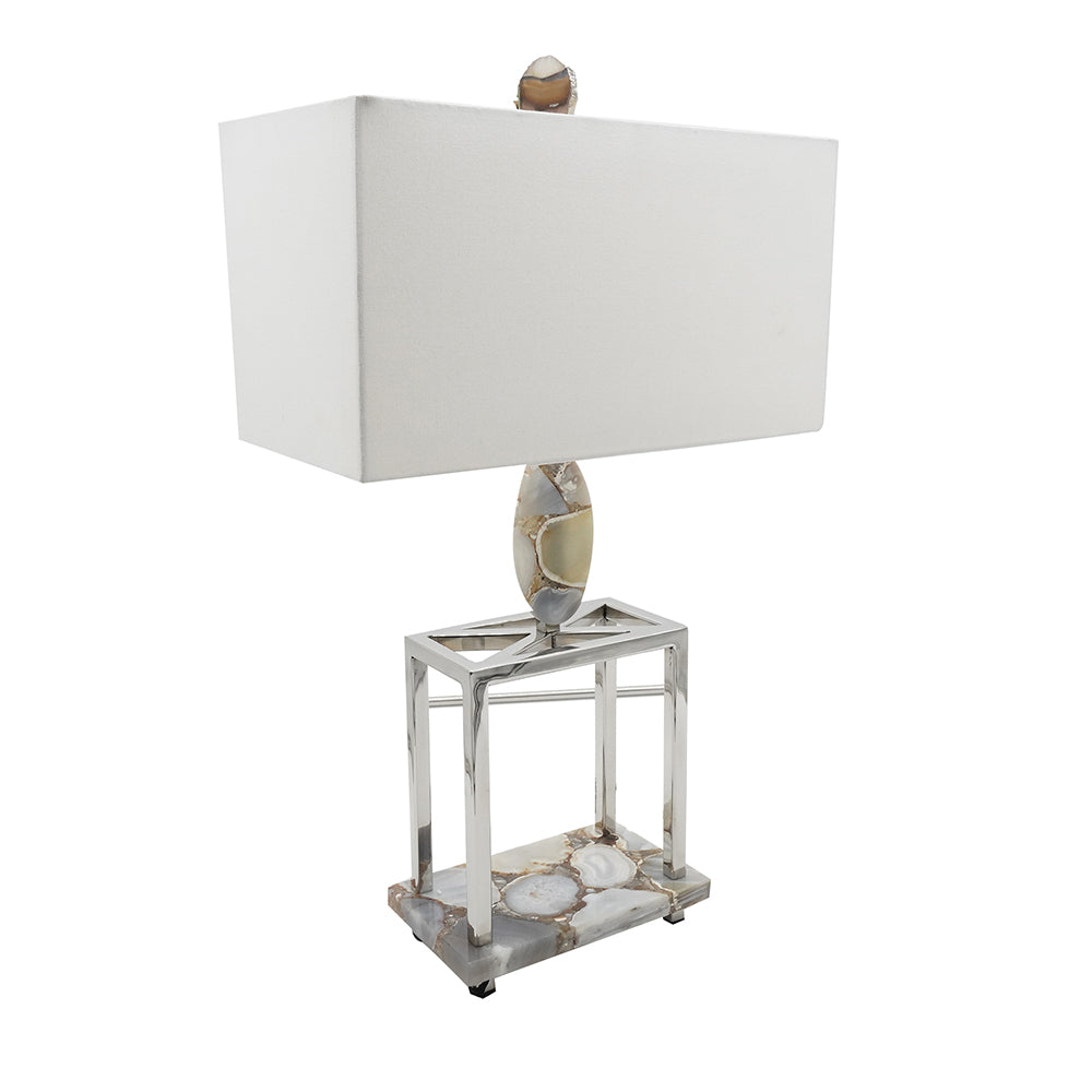 A&B Home 16" x 27" Bundle of 9 Glossy Silver Frame With Agate Accent and Rectangular White Shade
