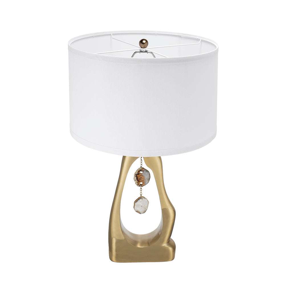 A&B Home 16" x 28" Bundle of 10 Gold Geode-Shaped With Two Hanging Agate Accent Table Lamp with White Drum Shade