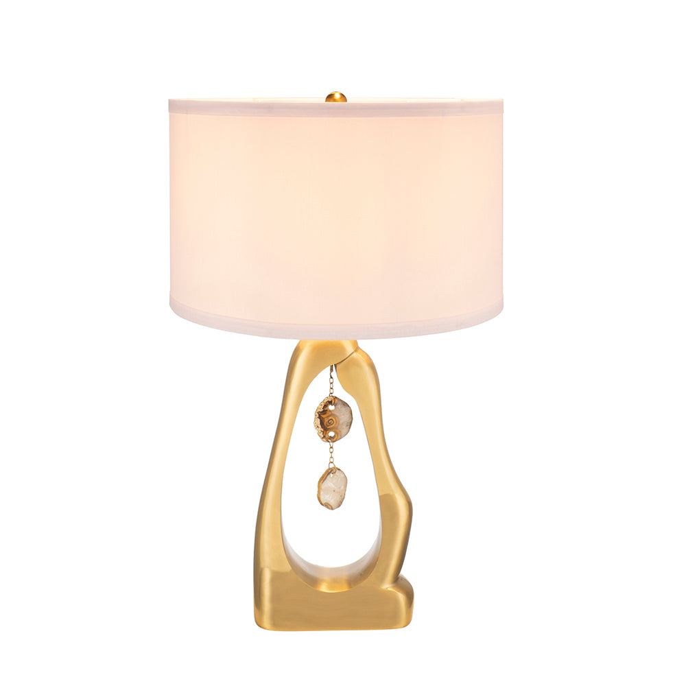 A&B Home 16" x 28" Bundle of 10 Gold Geode-Shaped With Two Hanging Agate Accent Table Lamp with White Drum Shade