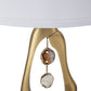 A&B Home 16" x 28" Bundle of 10 Gold Geode-Shaped With Two Hanging Agate Accent Table Lamp with White Drum Shade