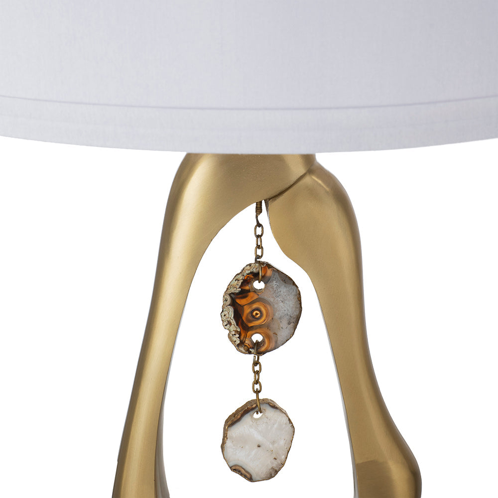 A&B Home 16" x 28" Bundle of 10 Gold Geode-Shaped With Two Hanging Agate Accent Table Lamp with White Drum Shade