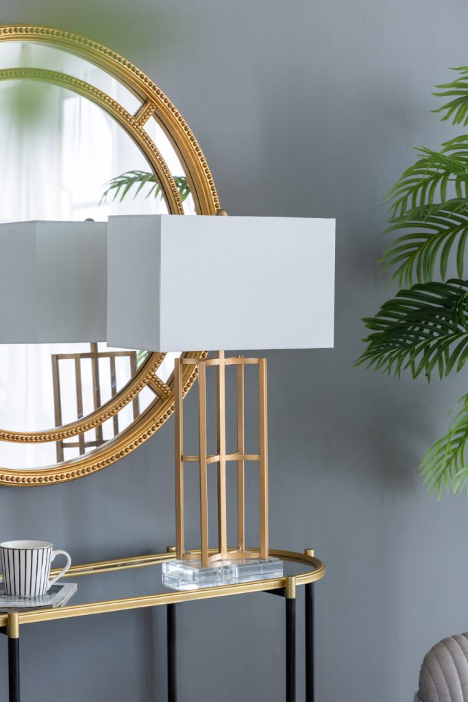 A&B Home 16" x 29" Bundle of 10 Gold Frame Table Lamp With White Rectangular Shade