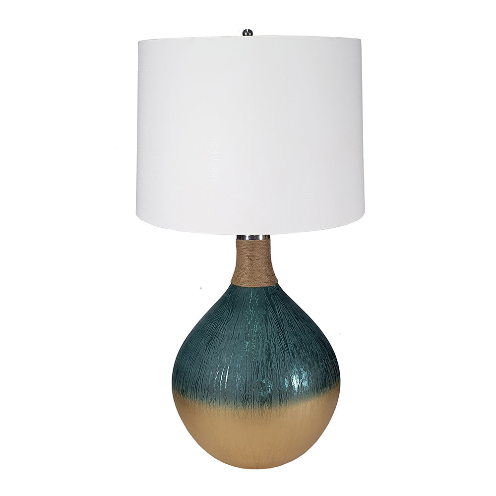A&B Home 16" x 29" Bundle of 15 Blue and Brown Round Table Lamp With White Tapered Drum Shade