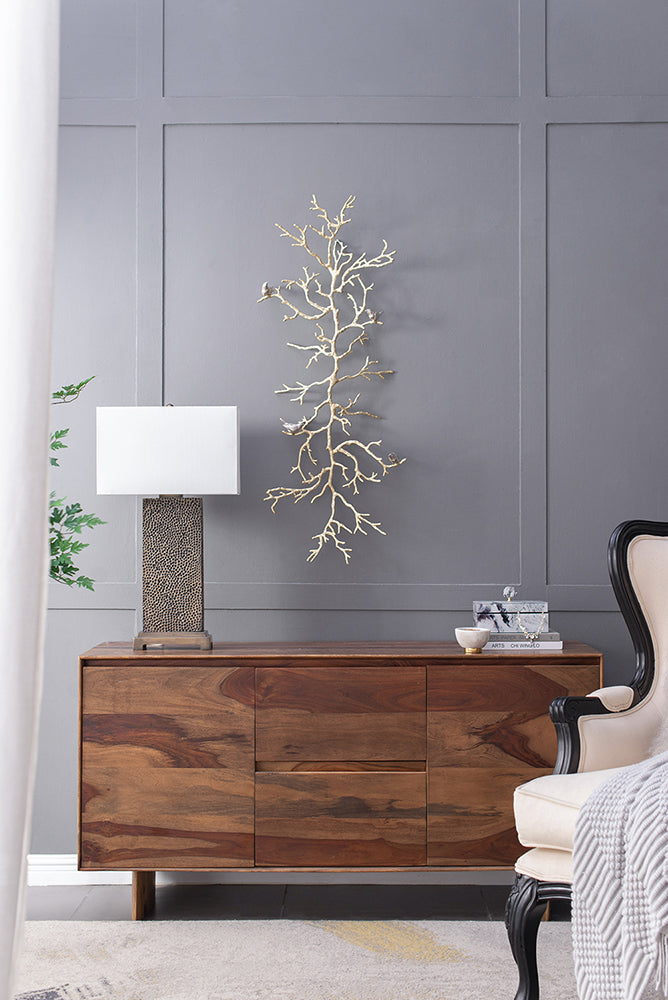 A&B Home 16" x 29" Bundle of 9 Rectangular White Shade With Vintage Gold Textured Frame Table Lamp