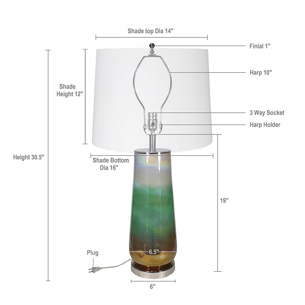 A&B Home 16" x 30" Bundle of 15 Multi-Colored Round Table Lamp With White Tapered Drum Shade