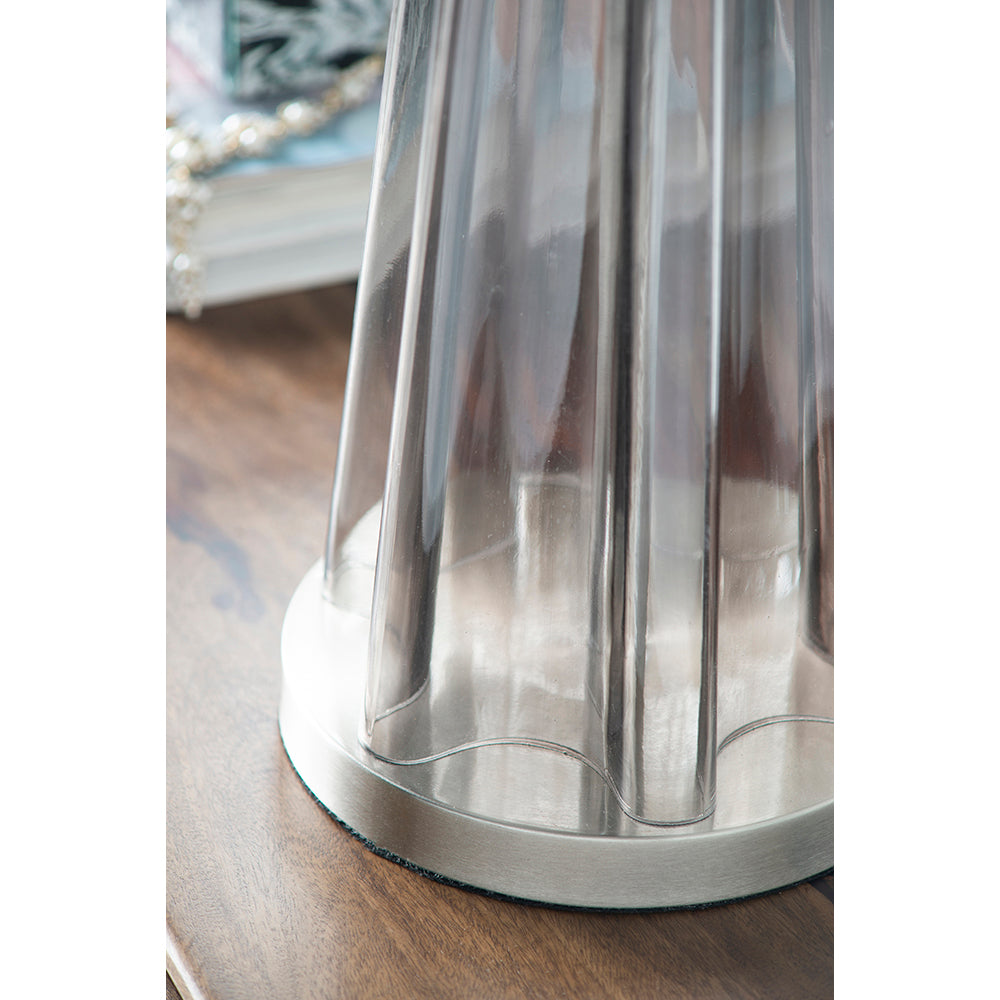A&B Home 16" x 30" Bundle of 9 Gray Tone Cone-Shaped Glass With Metal Table Lamp And White Drum Shade