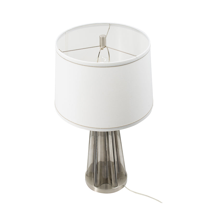 A&B Home 16" x 30" Bundle of 9 Gray Tone Cone-Shaped Glass With Metal Table Lamp And White Drum Shade