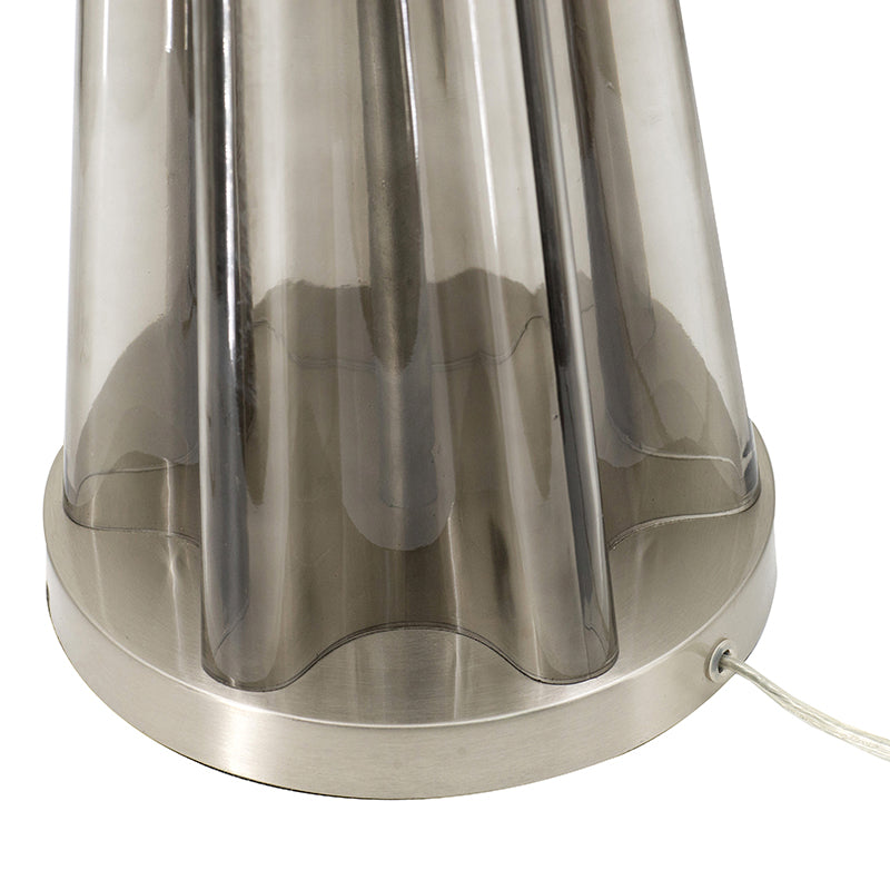 A&B Home 16" x 30" Bundle of 9 Gray Tone Cone-Shaped Glass With Metal Table Lamp And White Drum Shade