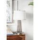 A&B Home 16" x 30" Bundle of 9 Gray Tone Cone-Shaped Glass With Metal Table Lamp And White Drum Shade