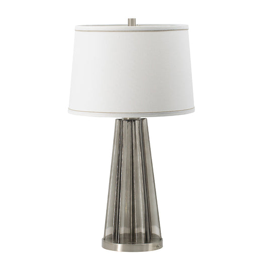 A&B Home 16" x 30" Bundle of 9 Gray Tone Cone-Shaped Glass With Metal Table Lamp And White Drum Shade