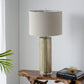 A&B Home 16" x 32" Bundle of 10 Gold Cylinder Table Lamp With Beige Drum Shade
