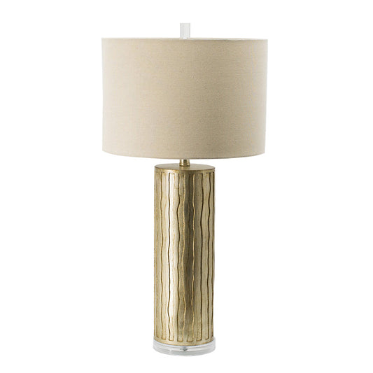 A&B Home 16" x 32" Bundle of 10 Gold Cylinder Table Lamp With Beige Drum Shade
