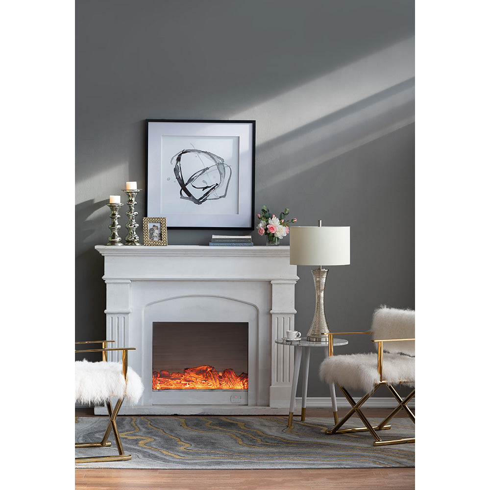A&B Home 16" x 32" Bundle of 20 Hourglass-Shaped Silver Tone Table Lamp With White Drum Shade