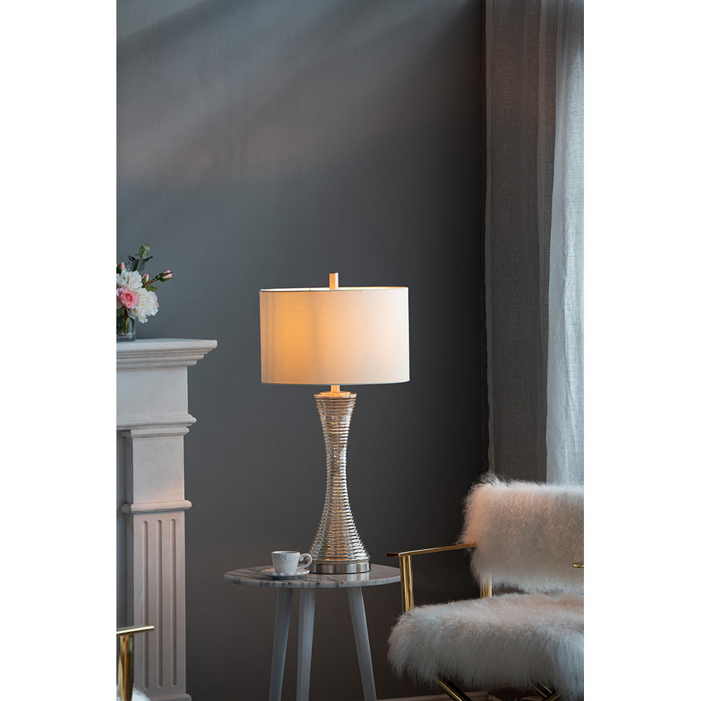A&B Home 16" x 32" Bundle of 20 Hourglass-Shaped Silver Tone Table Lamp With White Drum Shade