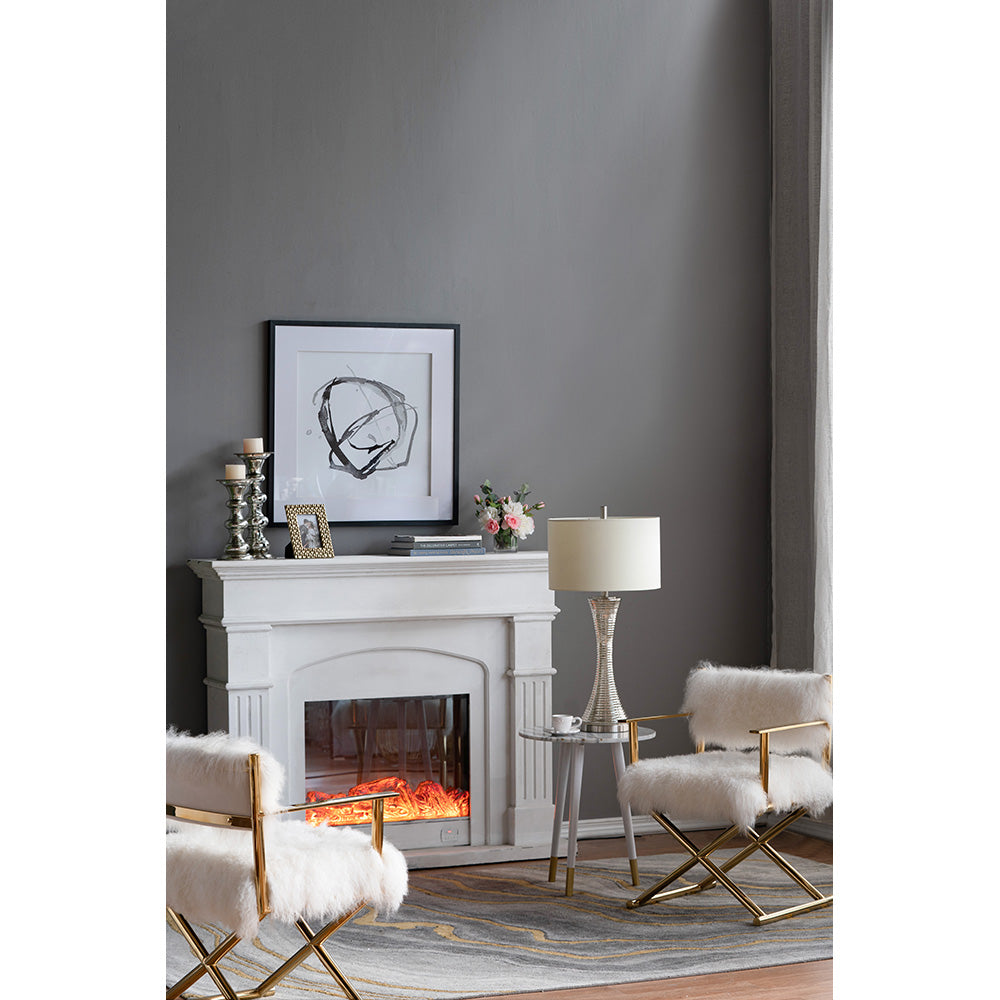 A&B Home 16" x 32" Bundle of 20 Hourglass-Shaped Silver Tone Table Lamp With White Drum Shade