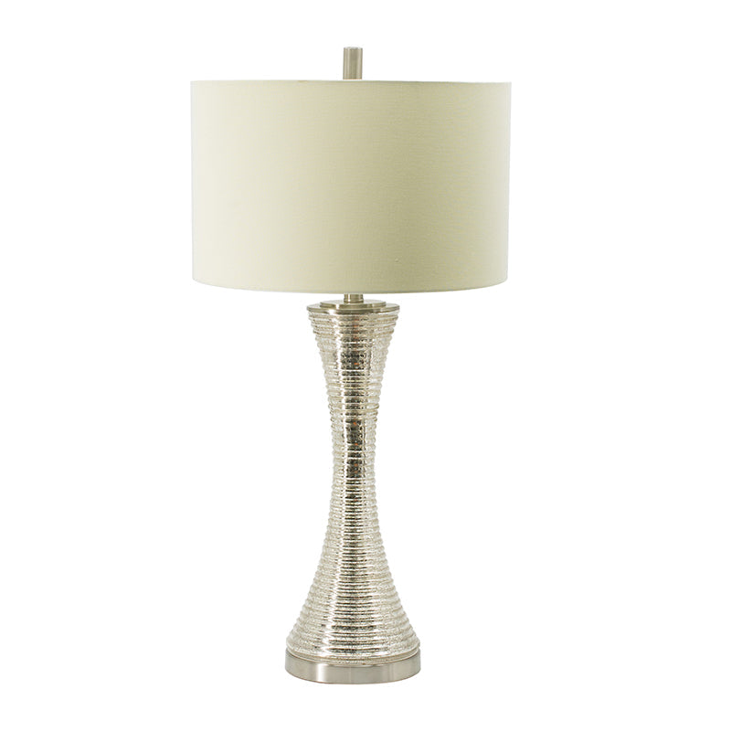 A&B Home 16" x 32" Bundle of 20 Hourglass-Shaped Silver Tone Table Lamp With White Drum Shade