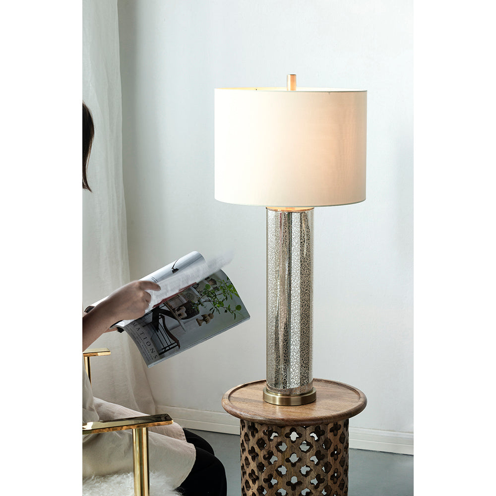 A&B Home 16" x 35" Bundle of 16 Gold Mirrored Glass Table Lamp with White Fabric Shade