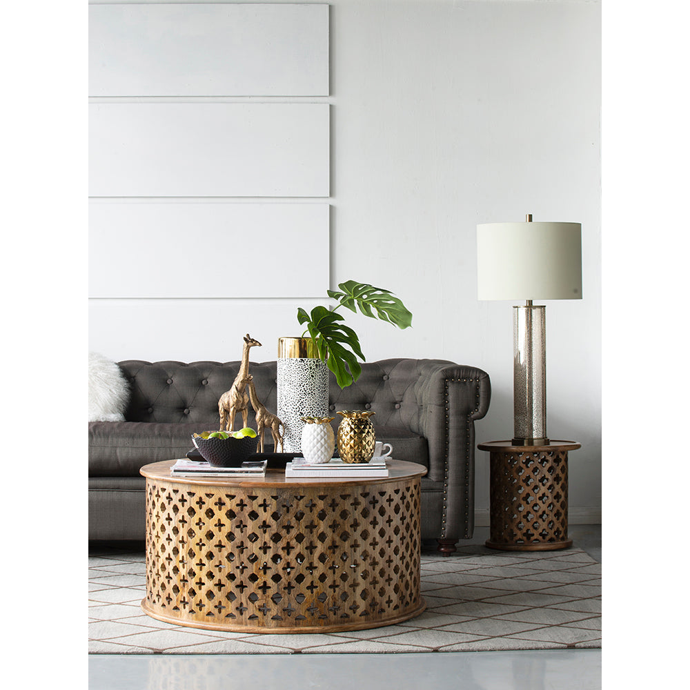 A&B Home 16" x 35" Bundle of 16 Gold Mirrored Glass Table Lamp with White Fabric Shade