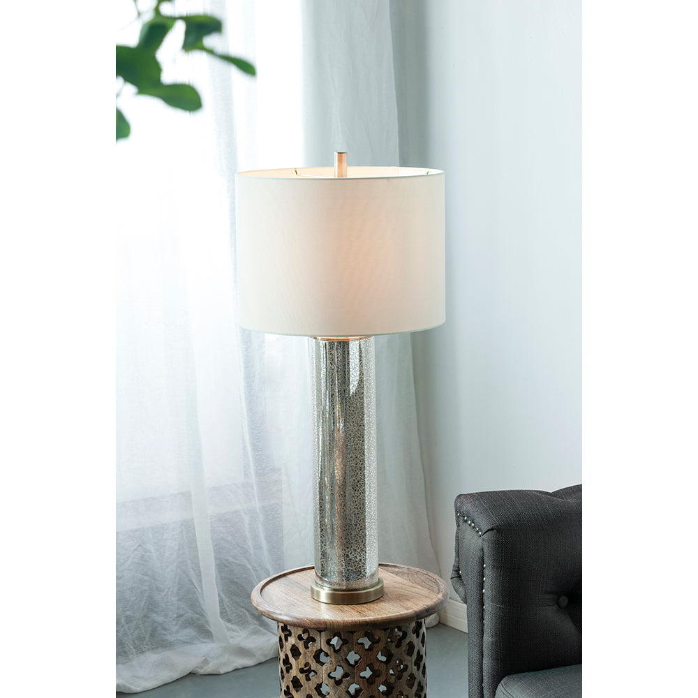 A&B Home 16" x 35" Bundle of 16 Gold Mirrored Glass Table Lamp with White Fabric Shade