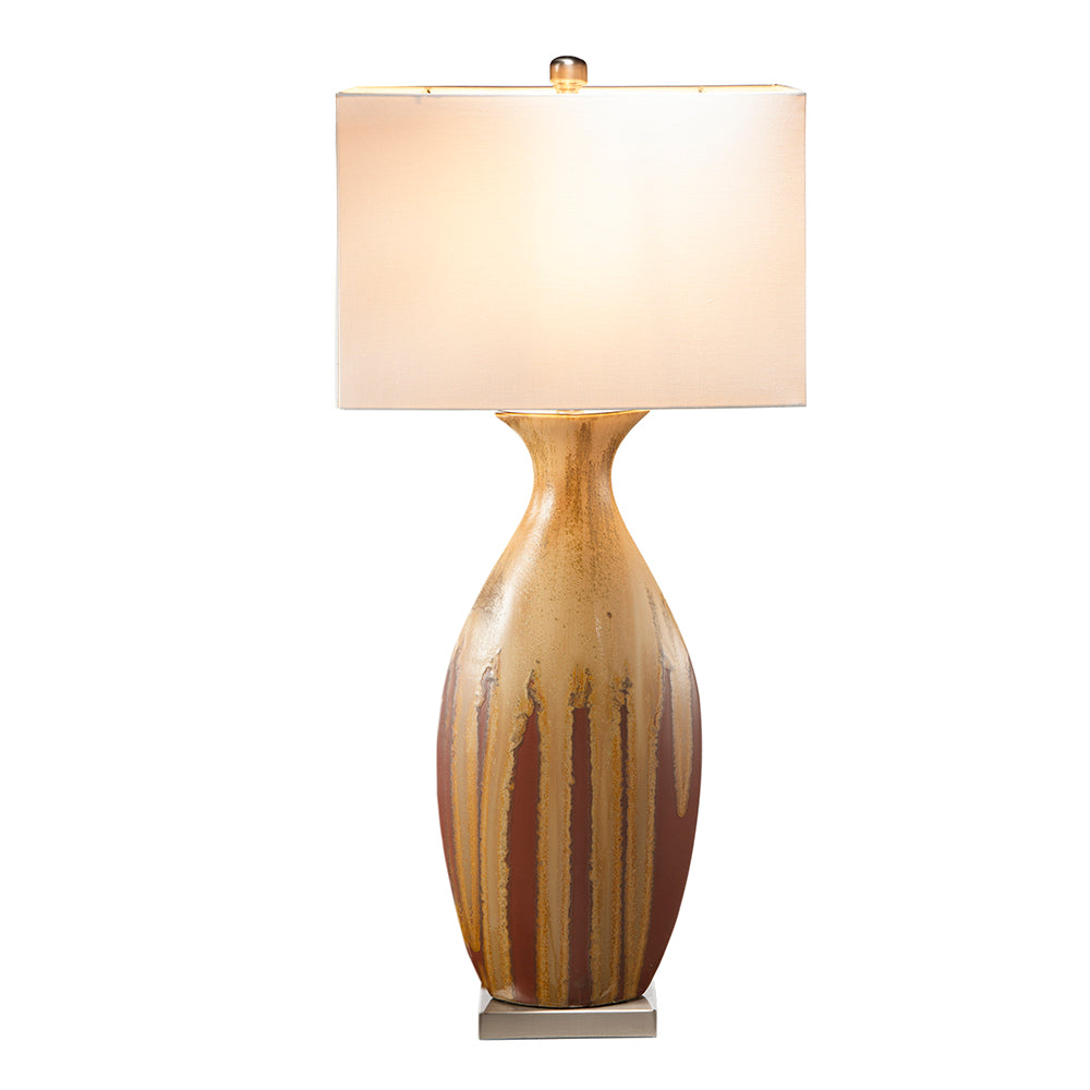 A&B Home 16" x 36" Bundle of 15 Multi-Colored Drip Glaze Ceramic Table Lamp With Ivory Fabric Shade