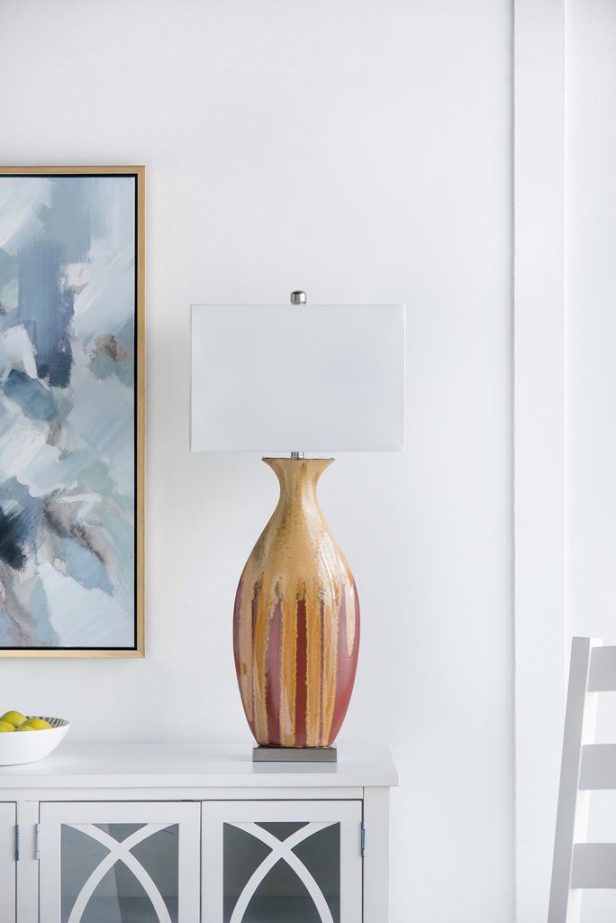 A&B Home 16" x 36" Bundle of 15 Multi-Colored Drip Glaze Ceramic Table Lamp With Ivory Fabric Shade