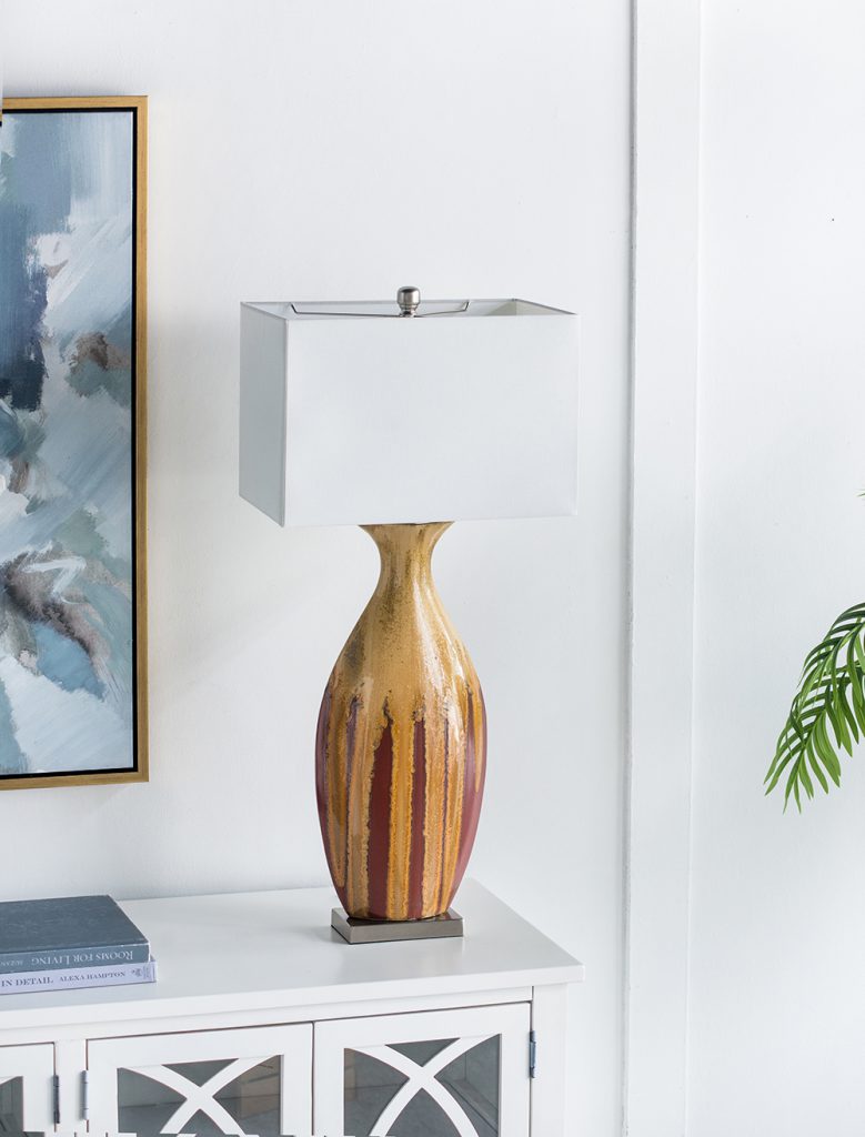A&B Home 16" x 36" Bundle of 15 Multi-Colored Drip Glaze Ceramic Table Lamp With Ivory Fabric Shade