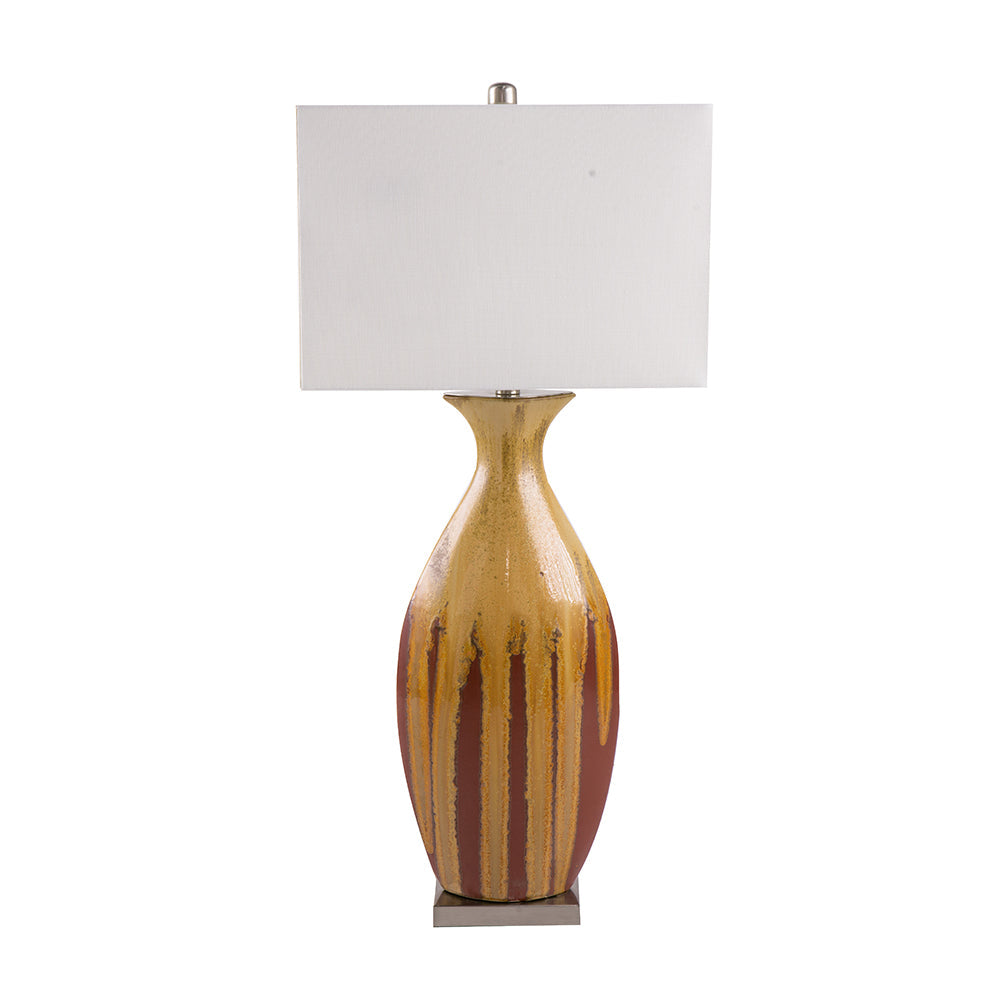 A&B Home 16" x 36" Bundle of 15 Multi-Colored Drip Glaze Ceramic Table Lamp With Ivory Fabric Shade