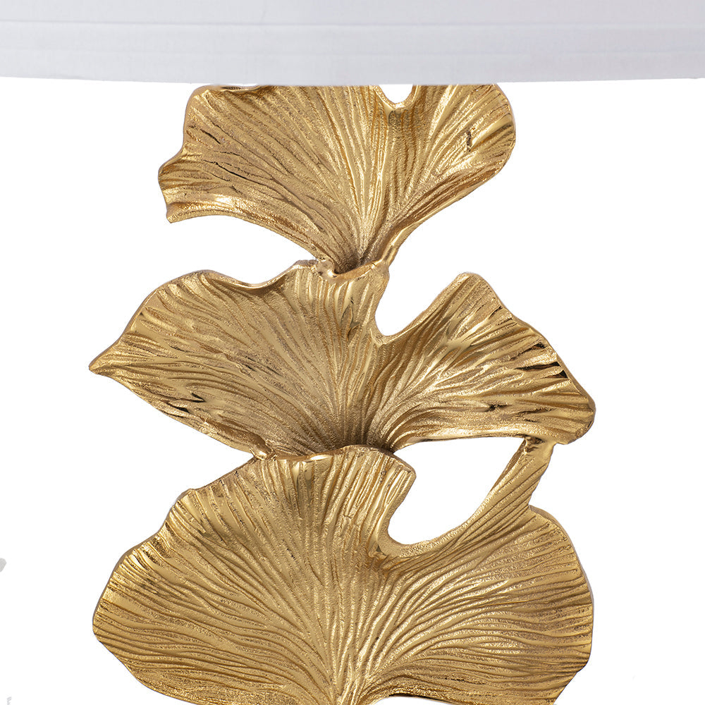 A&B Home 17" x 30" Bundle of 10 Gold Ginkgo Leaf Table Lamp with Marble Base and White Drum Shade