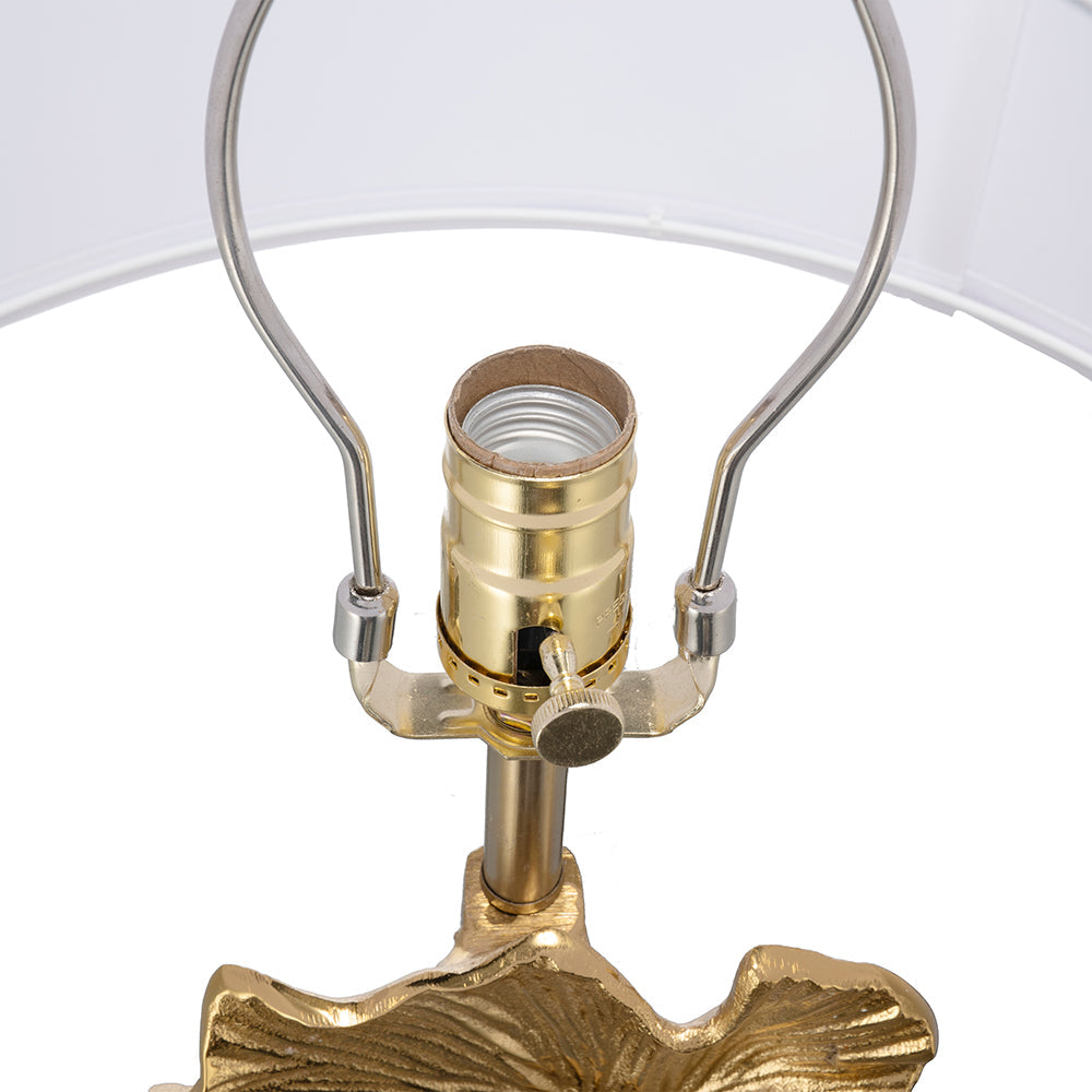 A&B Home 17" x 30" Bundle of 10 Gold Ginkgo Leaf Table Lamp with Marble Base and White Drum Shade