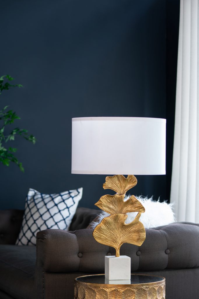 A&B Home 17" x 30" Bundle of 10 Gold Ginkgo Leaf Table Lamp with Marble Base and White Drum Shade