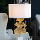 A&B Home 17" x 30" Bundle of 10 Gold Ginkgo Leaf Table Lamp with Marble Base and White Drum Shade