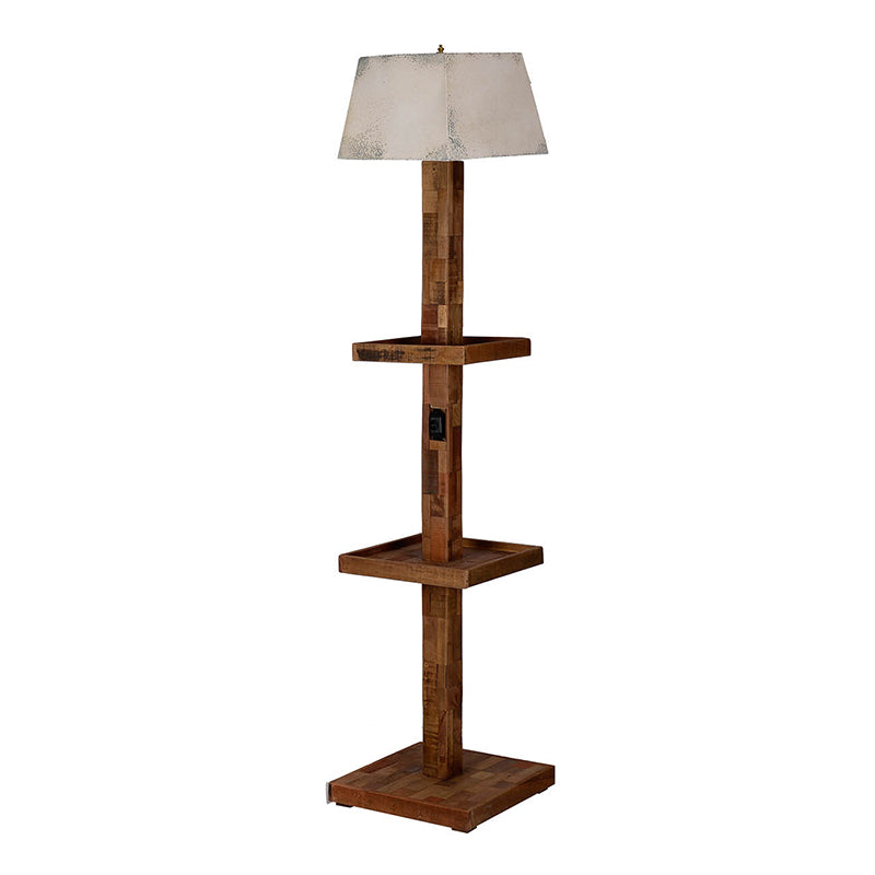 A&B Home 17" x 75" Bundle of 4 Wooden Natural Brown Floor Lamp With White Tapered Drum Shade