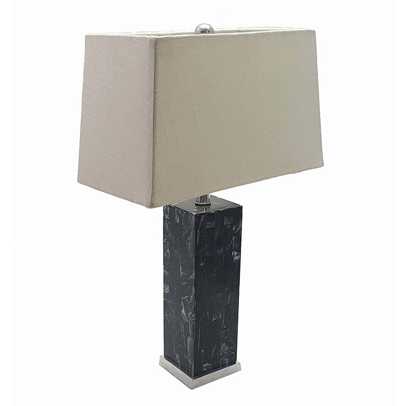 A&B Home 18" x 22" Square Black Resin Inlay Table Lamp With Rectangular Beige Shade