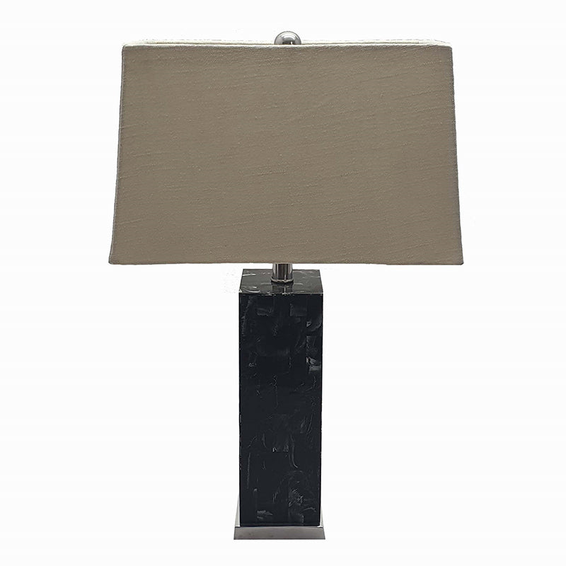 A&B Home 18" x 22" Square Black Resin Inlay Table Lamp With Rectangular Beige Shade