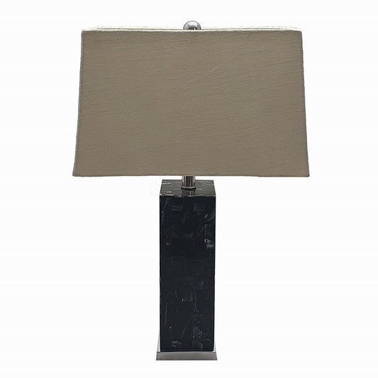 A&B Home 18" x 22" Square Black Resin Inlay Table Lamp With Rectangular Beige Shade